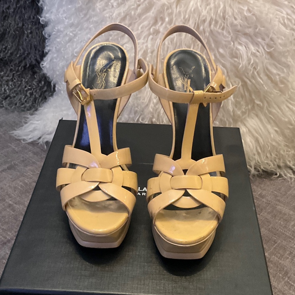 Yves Saint Laurent Tribute Beige Platform Heels (Authentic)